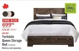 The Brick Yorkdale 6-Drawer Platform Bed with Headboard & Storage Frame, Made in Canada, Grey - Queen Size offer
