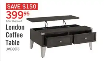 The Brick London 42 Industrial Coffee Table Grey Wood Finish and Silvery Metal Legs offer