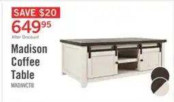 The Brick Madison 50 Rustic Coffee Table With Storage, Shelf and Casters - White Wood offer