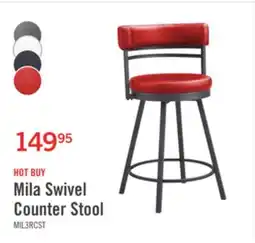 The Brick Mila Counter Stool with Swivel Seat, Vegan Leather Fabric, Metal - Red offer