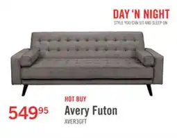The Brick Avery 81.5 Linen-Look Fabric Klik Klak Futon with Tufting and Two Armrest Pillows - Grey offer
