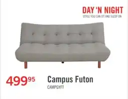 The Brick Campus 76 Fabric Klik Klak Futon with Tufting and Wood Legs - Grey offer