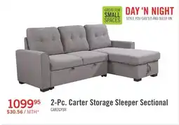The Brick Carter 2-Piece Right-Facing Linen-Look Fabric Sleeper Sectional with Storage Chaise - Solis Grey offer