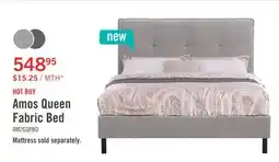 The Brick Amos Grey Upholstered Platform Bed with Tufted Headboard - Queen offer