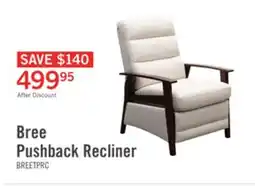 The Brick Bree 28.5 Linen-Look Fabric Pushback Reclining Accent Chair with Wood Armrests and Legs - Beige offer
