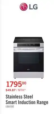 The Brick LG 30 6.3 Cu. Ft. Smart Induction Range with Convection and Air Fry - Stainless Steel - LSIL6332FE offer