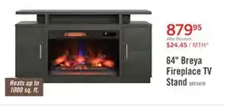 The Brick Breya 64 Modern Electric Fireplace TV Stand with Storage & USB Charging for TVs up to 70- Grey offer