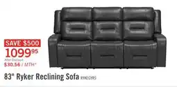The Brick Ryker 82.5 Faux Leather Reclining Sofa with Storage Arms - Grey offer