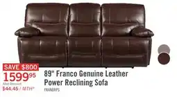 The Brick Franco 89 Genuine Leather Zero Gravity Power Reclining Sofa with USB Ports - Brown offer