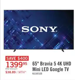 The Brick SONY 65 Bravia 5 Mini-LED 4K UHD Smart Google TV (8335307) - 2025 Model offer