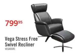 The Brick Vega 29.5 Faux Leather Stress Free Swivel Reclining Chair with Footrest and Aluminum Legs - Grey offer