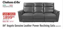 The Brick Chateau dAx Angelo 84.25 Genuine Leather Power Reclining Sofa with Power Headrests - Grey offer