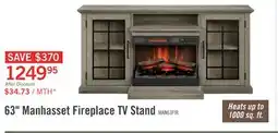 The Brick Manhasset 63 Electric Fireplace TV Stand with Storage for TVs up to 70 - Valley Pine offer