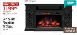 The Brick Zenith 64 Electric Fireplace TV Stand with Storage for TVs up to 70 - Black offer