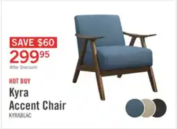The Brick Kyra 28.5 Linen-Look Fabric Accent Chair with Curved Arms and Wood Frame - Blue offer