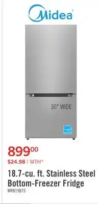 The Brick Midea 18.7 Cu. Ft. Bottom-Freezer Refrigerator - MRB19B7AST offer