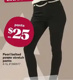 Giant Tiger Pearl belted power stretch pants offer
