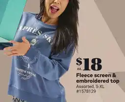 Giant Tiger Fleece screen & embroidered top offer