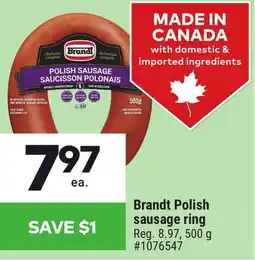 Giant Tiger Brandt Polish sausage ring offer