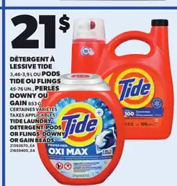 Provigo TIDE LAUNDRY DETERGENT PODS, 3,46-3,9 L OR FLINGS DOWNY OR GAIN BEADS, 853 G offer