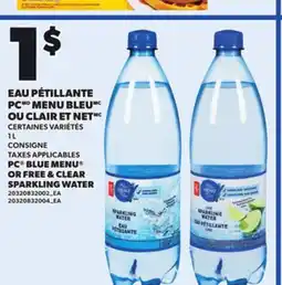 Provigo PC BLUE MENU OR FREE & CLEAR SPARKLING WATER offer