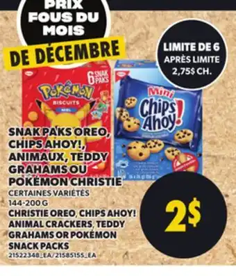 Provigo CHIPS AHOY! CHRISTIE OREO, CHIPS AHOY! ANIMAL CRACKERS, TEDDY GRAHAMS OR POKÉMON SNACK PACKS offer