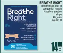 Jean Coutu BREATHE RIGHT Nasal congestion strips offer