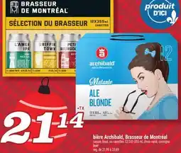 Marché Richelieu BIÈRE ARCHIBALD, BRASSEUR DE MONTRÉAL | BEER offer