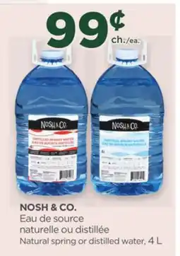 Proxim NOSH & CO. Natural spring or distilled water offer