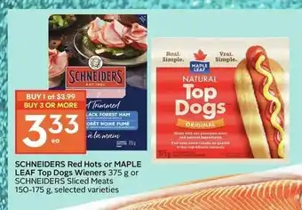 Safeway Schneiders Red Hots or Maple Leaf Top Dogs Wieners offer