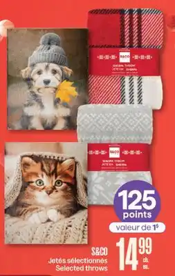 Jean Coutu S&CO Selected throws offer