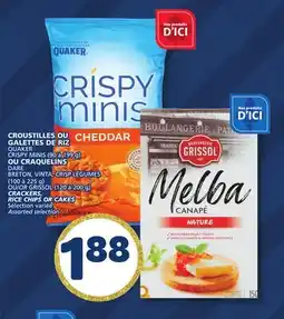 Marché Bonichoix QUAKER CRISPY OR DARE OR GRISSOL (120 to 200 g) CRACKERS, RICE CHIPS (120 to 200 g) OR CAKES offer