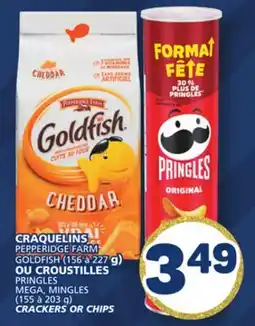 Marché Bonichoix PEPPERIDGE FARM GOLDFISH (156 à 227 g), PRINGLES MEGA, MINGLES (155 à 203 g) CRACKERS OR CHIPS offer