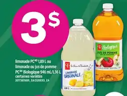 Maxi LIMONADE PC, 1,89 L OU LIMONADE OU JUS DE POMME | PC BIOLOGIQUE, 946 ML/1,36 L offer