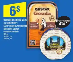 Maxi FROMAGE BRIE NOTRE-DAME OU CAMEMBERT | L'EXTRA AGROPUR OU GOUDA MONSIEUR GUSTAV, 170 g offer
