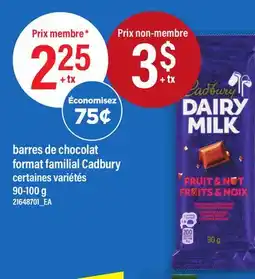 Maxi BARRES DE CHOCOLAT FORMAT FAMILIAL CADBURY, 90-100 g offer