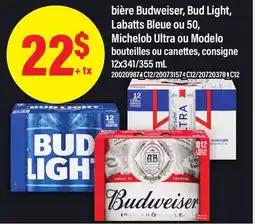 Maxi BIÈRE BUDWEISER, BUD LIGHT, LABATTS BLEUE OU 50, MICHELOB ULTRA OU MODELO, 12x341/355 mL offer