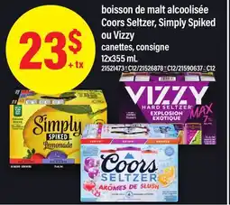 Maxi BOISSON DE MALT ALCOOLISÉE COORS SELTZER, SIMPLY SPIKED OU VIZZY, 12X355 ML offer