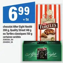Maxi CHOCOLAT AFTER EIGHT NESTLÉ, 200 G, QUALITY STREET, 148 G OU TURTLES CLASSIQUES, 150 G offer