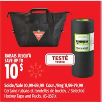 Canadian Tire Selected Hockey Tape and Pucks offer