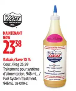 Canadian Tire Lucas Fuel System Treatment offer