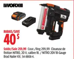 Canadian Tire Worx NITRO 20V 18-Gauge Brad Nailer Kit offer