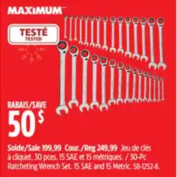 Canadian Tire Maximum Ratcheting Wrench Set offer