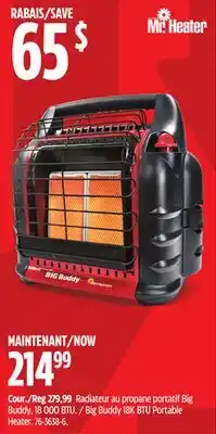 Canadian Tire Mr-Heater Big Buddy 18K BTU Portable Heater offer