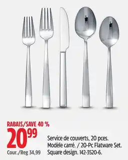 Canadian Tire MASTER Chef 20-Pc Flatware Set. Square design offer