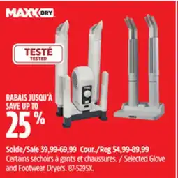Canadian Tire Selected MaxxDry Glove and Footwear Dryers offer