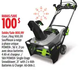Canadian Tire 56V POWER+ Single-Stage Snowblower, 21 with 2 x 4Ah Batteries & Charger offer