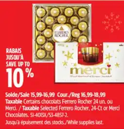 Canadian Tire Taxable Selected Ferrero Rocher, 24-Ct or Merci Chocolates offer