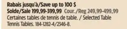 Canadian Tire Selected Table Tennis Tables offer