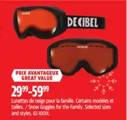Canadian Tire Snow Goggles for the Family offer
